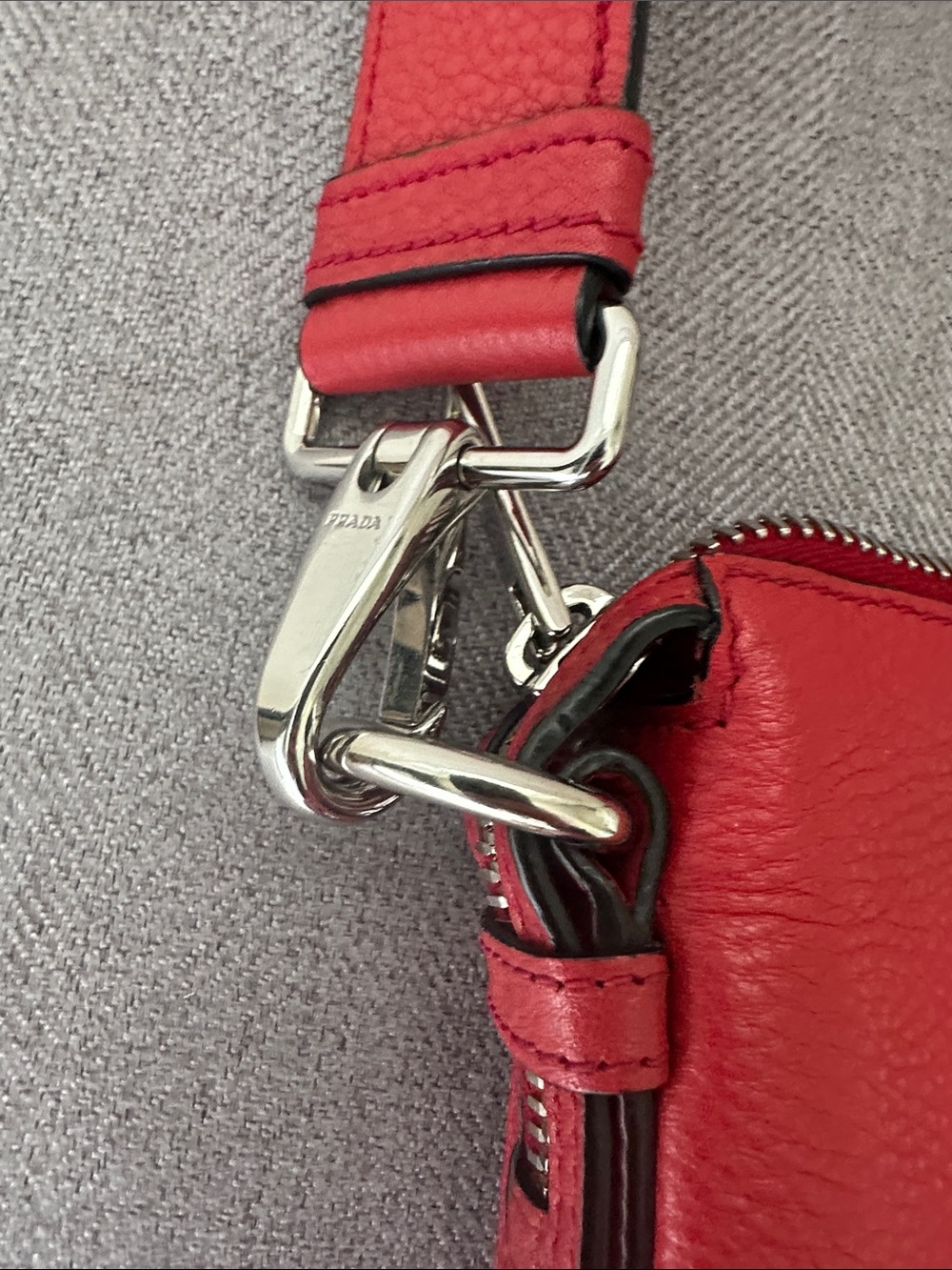 Prada Vibrant Red Pebbled Leather Shoulder Hobo - Picture 4 of 6
